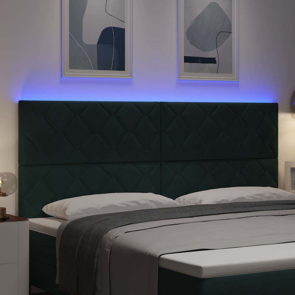 LED Headboard with LED Strip Lights Dark green 200 cm Velvet
